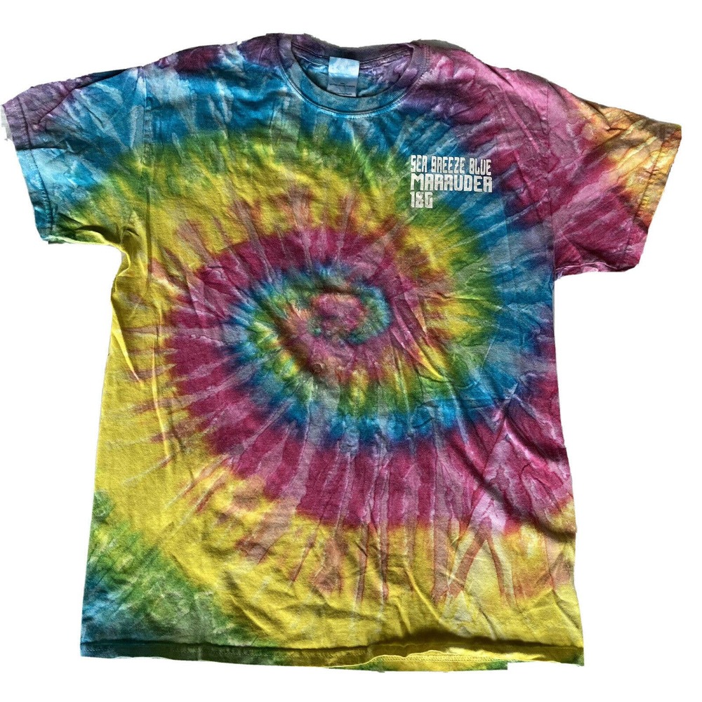 Colortone Tie Dye T Shirt Sz M Rainbow Spiral Graphic Back Womens Cool Beans Fun
